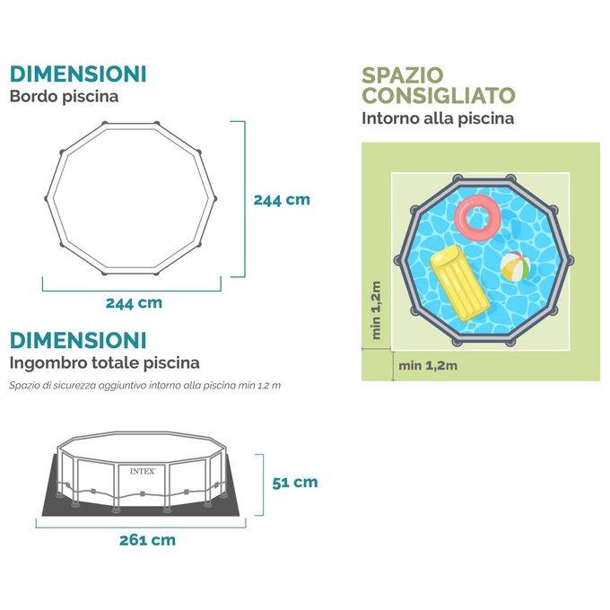 Intex Piscina Piscina Metal Frame 244x51cm