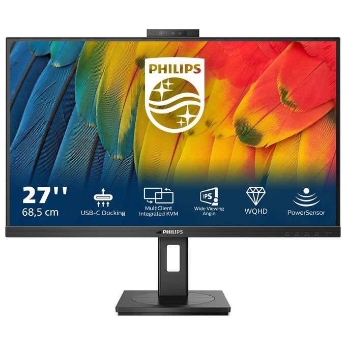 Philips 27B1U5601H 5000 Series Monitor PC 27'' IPS QHD 2560x1440 75Hz Webcam 5MP USB-C 100W Windows Hello colore Nero
