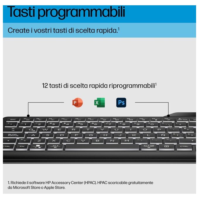 HP 7N7C1AA 405 Tastiera cablata retroilluminata USB-C Full-size multidispositivo tasti a membrana basso profilo colore Nero
