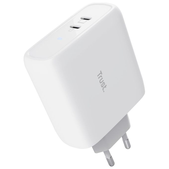 Trust 25381 Maxo Caricatore Universale 65 W con 2 Porte USB-C Ricarica Rapida PPS colore Bianco