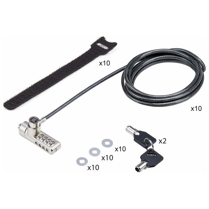 StarTech.com DUALKA10-LAPTOP-LOCK Cavo di Sicurezza per Notebook a Duplice Accesso 2 m con Chiave Identica e Combinazione a 4 Cifre Resettabile Colore Nero