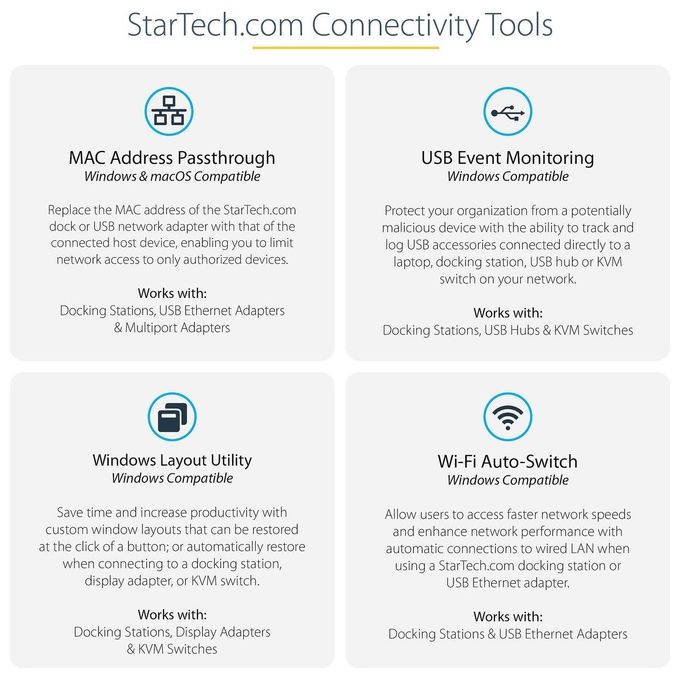 StarTech.com DKT30CHVAUSP Mini Dock USB-C HDMI 4K VGA 1080p Hub USB 3.0 SD GbE Audio PD 100W colore Nero Grigio