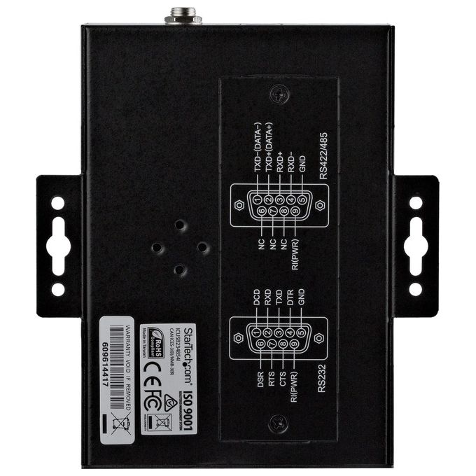 StarTech ICUSB234854I Adattatore Seriale Industriale 4 Porte USB RS232 RS422 RS485 Protezione ESD 15 kV Montaggio a Parete e su Guida DIN colore Nero