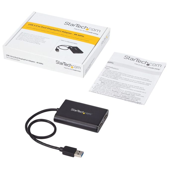 Startech USB32DP24K60 Adattatore Usb a Due Displayport 4k 60Hz Usb 3.0 5Gbps