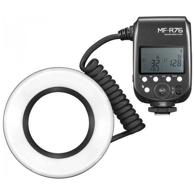 GODOX MF-R76 Flash Macro Anulare Potenza Regolabile da 1-1 a 1-128 Custodia Inclusa colore Nero