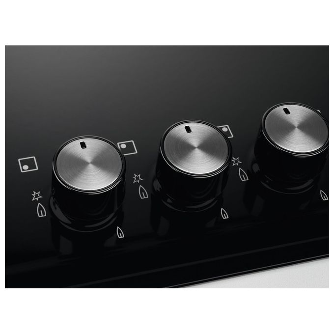 Electrolux PN640RUV Rustico Soft Piano cottura a gas 60 cm 4 fuochi bruciatore tripla corona Wok 4000 W Sicurgas colore Nero Ghisa