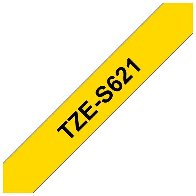 Brother Nastro Laminato 9mm nera Giallo con Adesivo Resistente