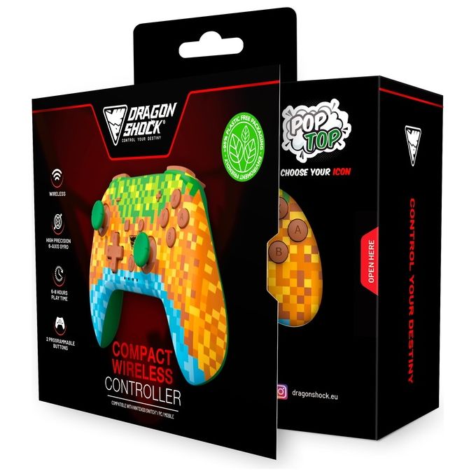 Dragonshock DSCNSW-MC PopTop Cube Gamepad Wireless Bluetooth per Nintendo Switch 19 tasti Giroscopio colore Multicolore