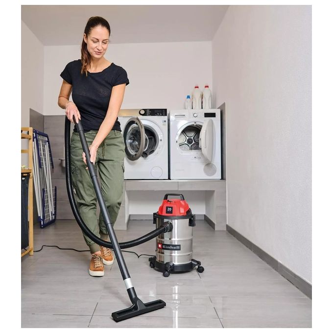 Einhell 2347410 TC-VC 2045 S Aspiratore solidi e liquidi 20 L 900 W 78 dB colore Rosso Acciaio inox