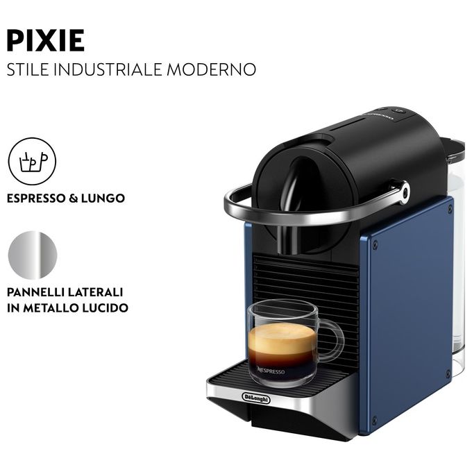 De'Longhi EN127.BL Pixie Macchina da caffe' a Capsule Automatica 1 L 19 bar 1260 W colore Nero Blu Argento