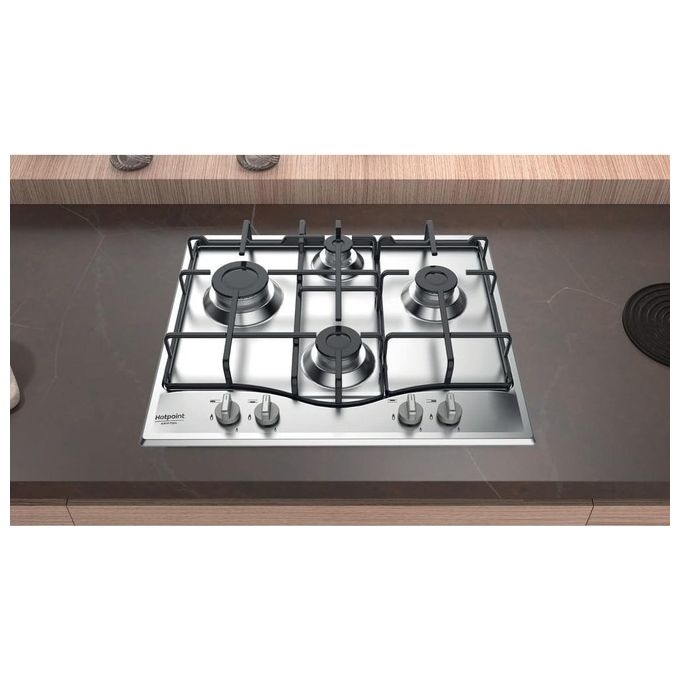 Hotpoint PCN642IXHAR Piano cottura Gas 60 cm 4 fuochi Accensione elettronica Sicurezza elettromagnetica colore Acciaio Inox