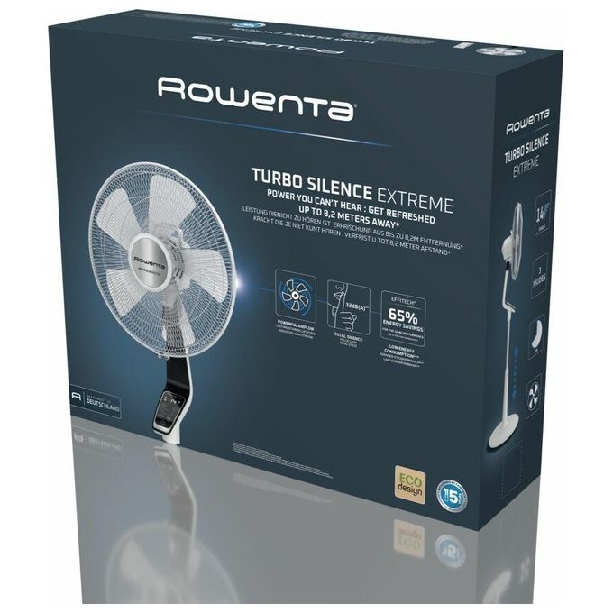 Rowenta VU5690 Turbo Silence Extreme Ventilatore a Piantana 40 cm 14 Velocita' 3990 m³-h 35 dB Telecomando colore Nero