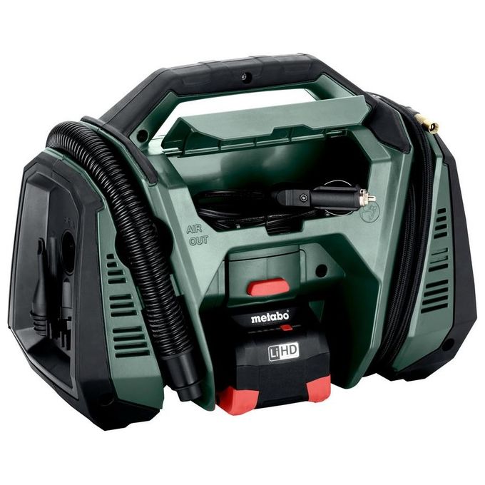 Metabo 600794850 AK 18 MULTI Compressore ad Aria 16 l-min 11 bar Batteria 18 V con Display Retroilluminato e Manometro Integrato colore Nero Verde
