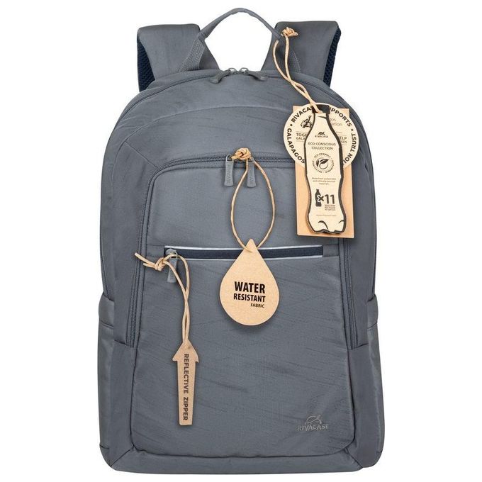 Rivacase 7561 Alpendorf Zaino per Laptop 16'' Scomparto Imbottito Tasche Organizzate Materiale Riciclato RPET colore Grigio