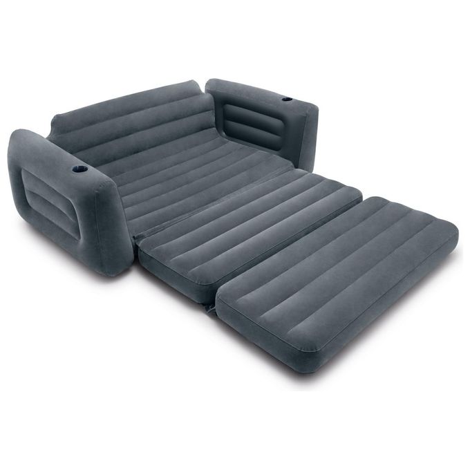 Intex 66552NP Pull-Out Sofa Divano Letto Gonfiabile 2 Posti 231x203x66 cm Valvola 2-in-1 200 Kg colore Grigio
