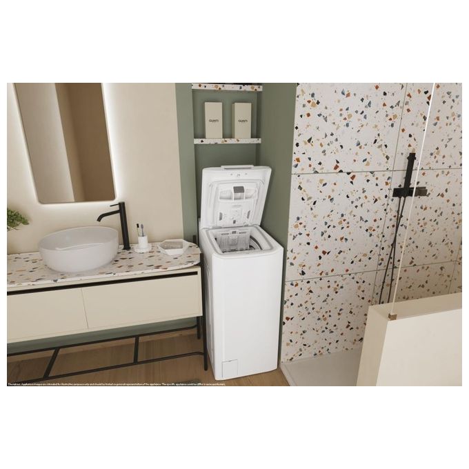 Candy TCA263D3-S Prowash 300 - Lavatrice a carica dall'alto 6 kg, 1200 rpm, Classe C, Wi-Fi, Cicli rapidi 14-59 min, AI Weight Sense, (86×41×60 cm), Bianco