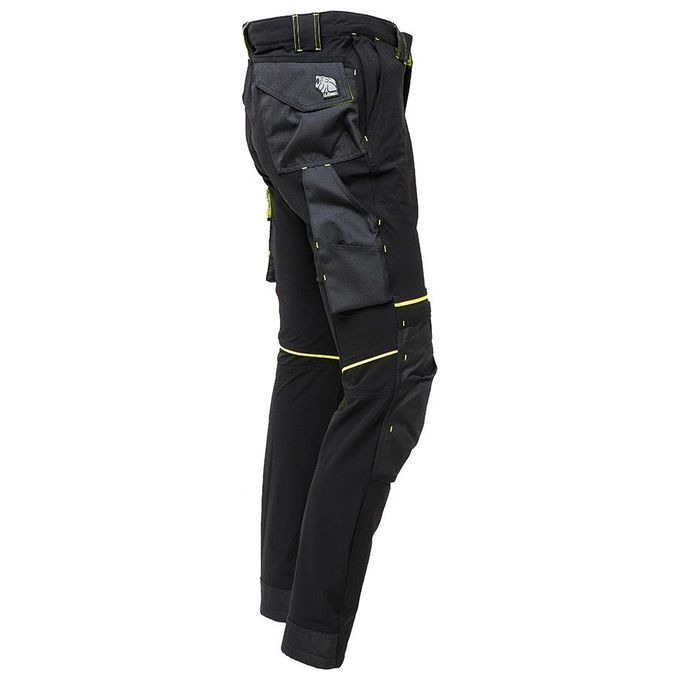 U-power WPE145BC ATOM Pantaloni da Lavoro Uomo Slim Fit Idrorepellente Traspirante con Protezione Ginocchia 90% Nylon 10% Spandex colore Nero