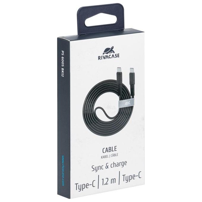 Rivacase Cavo di Ricarica Piatto Type-C - Type-C 1.2mt Nero
