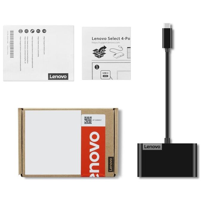 Lenovo Select USB Type-C 4-Port USB-Hub Nero