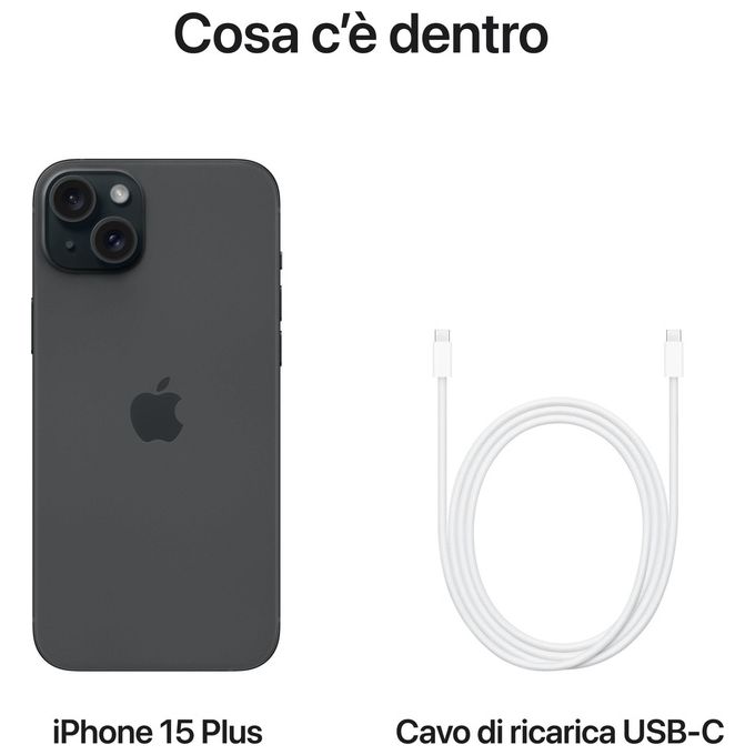 Apple MU1H3QL-A iPhone 15 Plus Smartphone 5G 6.7'' OLED 512GB Dual SIM USB-C iOS 17 colore Nero
