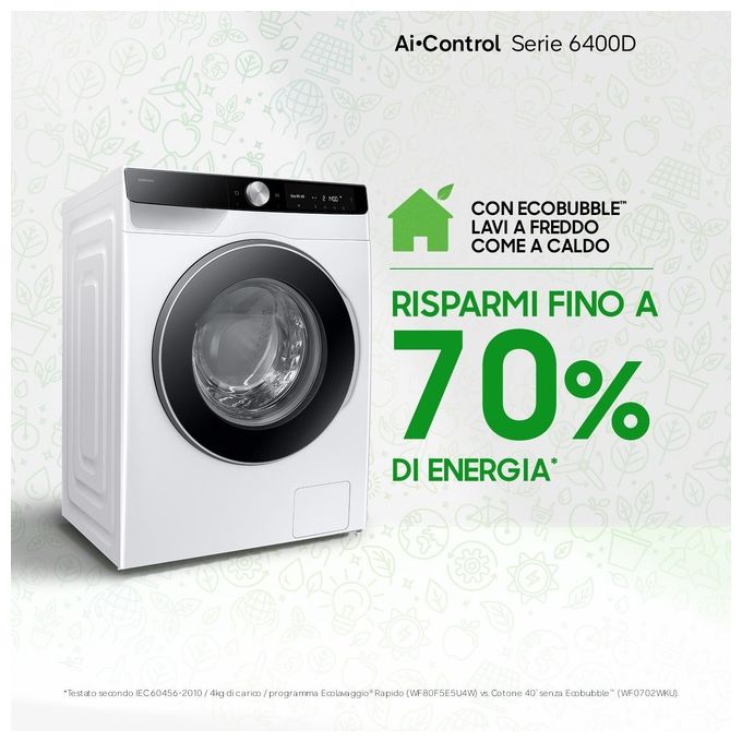 Samsung WW11DG6B85LKU3 Lavatrice Carica Frontale 11Kg 1400 giri Ai Control Eco Dosatore Classe A