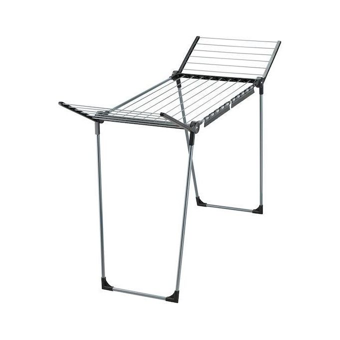 Leifheit 87018 Pegasus 150 Solid Slim Stendibiancheria con alette 15 m pieghevole uso interno esterno colore Nero