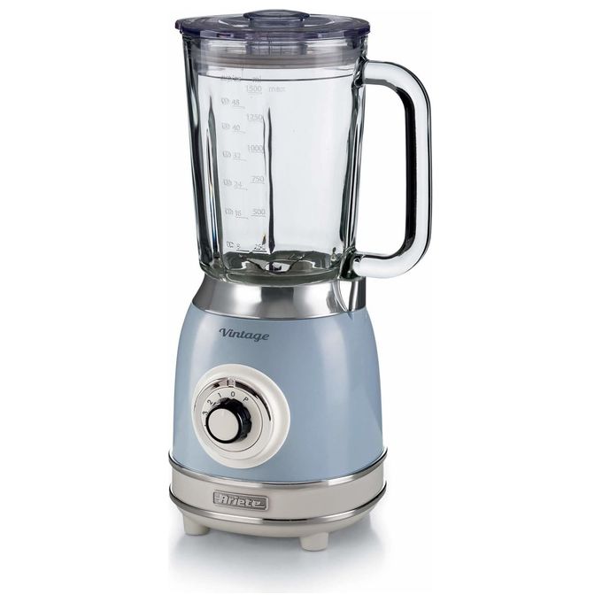 Ariete 583 Vintage Frullatore da tavolo Tazza in Vetro 1,5 L 4 Lame Acciaio Inox 4 Velocita' Pulse 1000 W colore Celeste