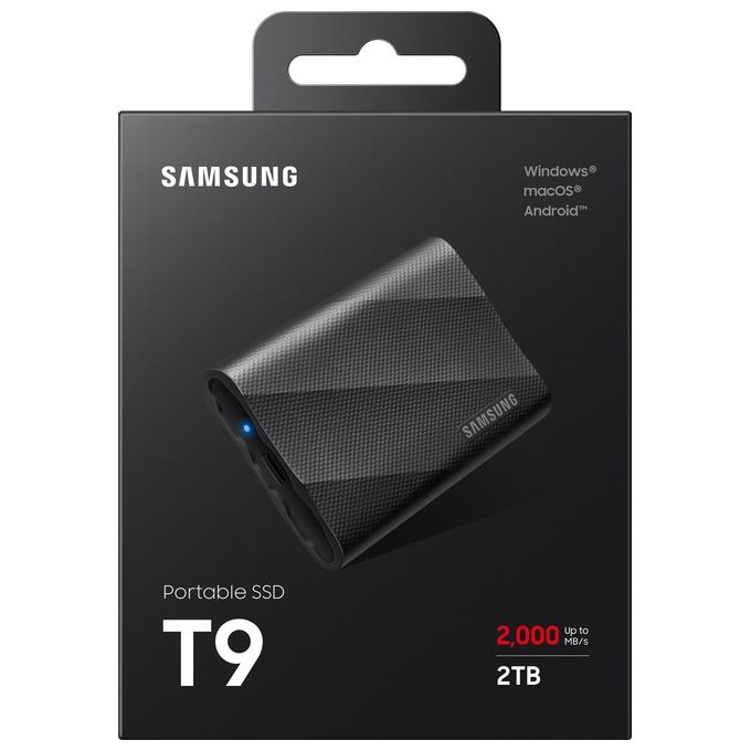 Samsung MU-PG2T0B-EU Portable SSD T9 SSD Portatile 2 TB USB 3.2 Gen 2x2 fino a 2000 MB-s colore Nero