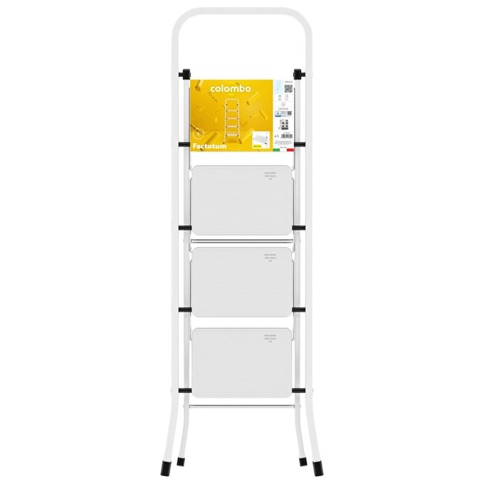 Colombo Sgabello Scala FACTOTUM 4 gradini in acciaio portata max 150kg EN14183 Made in Italy