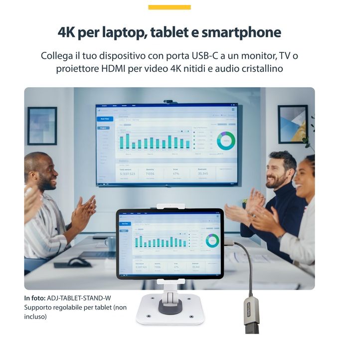 StarTech.com Adattatore Usb-C a Hdmi Convertitore da Usb Tipo C a Hdmi 2.1 4k 60hz Hdr10
