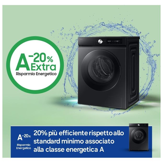 Samsung WW11DB7B94GBU3 BESPOKE AI Lavatrice Frontale 11 Kg 1400 rpm Classe A Ecodosatore Wi-Fi (85x60x60 cm) colore Nero