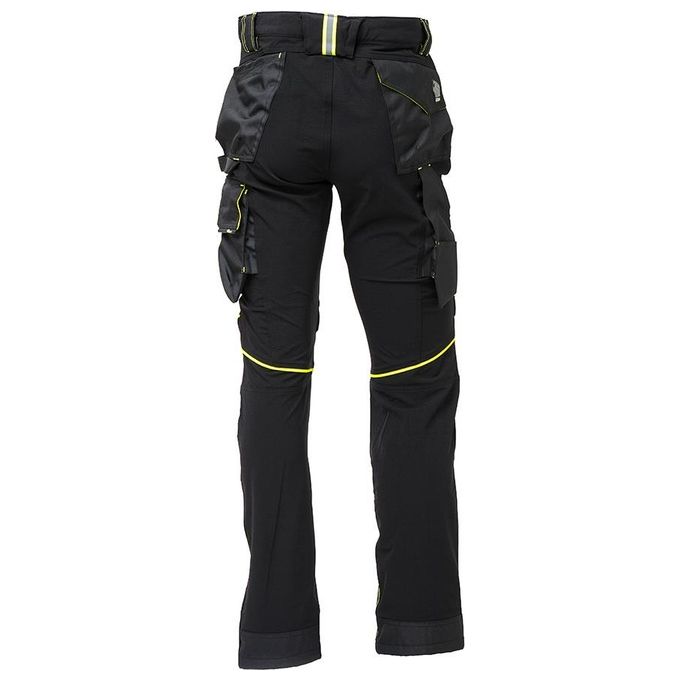 U-power WPE145BC ATOM Pantaloni da Lavoro Uomo Slim Fit Idrorepellente Traspirante con Protezione Ginocchia 90% Nylon 10% Spandex colore Nero