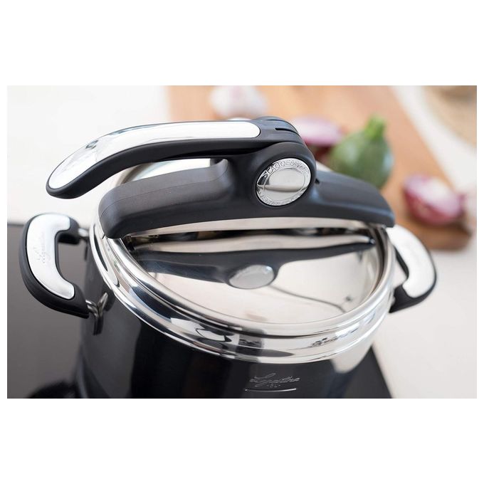 Lagostina 012019010705 Novia LagoEasy'UP Pentola a Pressione 5 litri Acciaio Inossidabile Diametro 22 cm Adatta Induzione con 6 Sistemi Sicurezza Apertura con Una Sola Mano colore Acciaio