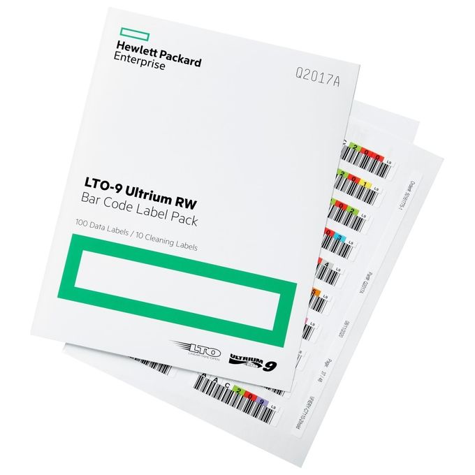 Hewlett Packard Enterprise CC87483 HPE LTO-9 Ultrium Etichette Codice a Barre Riutilizzabili 100 Etichette Dati + 10 Pulizia Sequenza Unica colore Multicolore