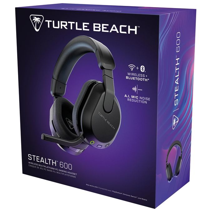 Turtle Beach TBS-5103-05 Stealth 600 Gen 3 Cuffie Gaming Wireless Over-Ear Bluetooth 5.2 2.4 GHz 80h Microfono Flip-to-Mute colore Nero