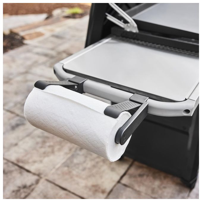 Weber 3400106 Works Kit Organizer Agganciabile per Barbecue con Porta Tovaglioli Porta Sacchetto e 4 Ganci per Utensili colore Nero