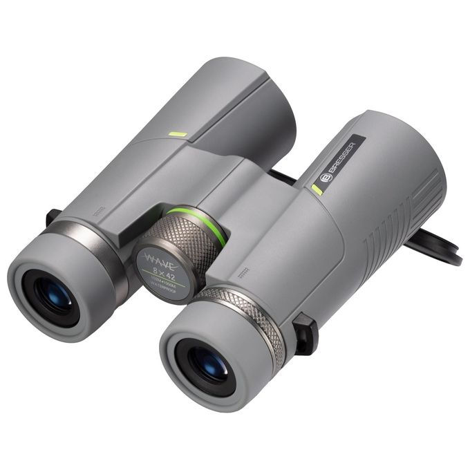 BRESSER 1330842 Wave Binocolo 8x42 mm con Prismi BaK-4 Rivestimento FMC Impermeabile colore Grigio