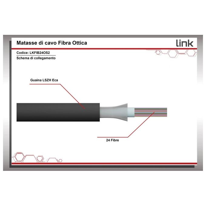 Link Cavo Fibra Ottica 24 Fibre Loose Os2 9-125 Nm Antiroditore Lszh Interno-Esterno Classe Eca
