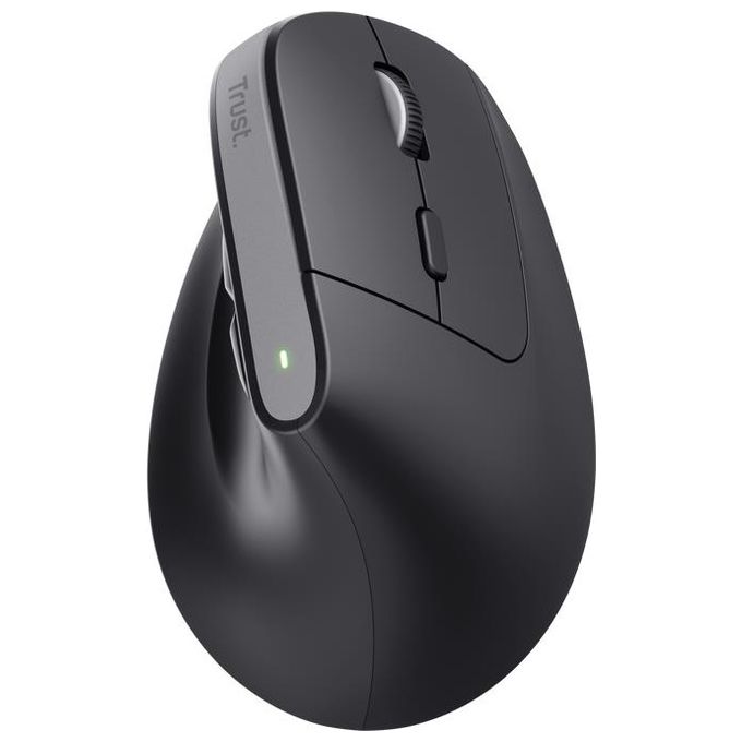 Trust 25146 Bayo+ Mouse Verticale Ergonomico Wireless RF 2.4 GHz Bluetooth Ottico 2400 DPI 6 Tasti Multidispositivo colore Nero
