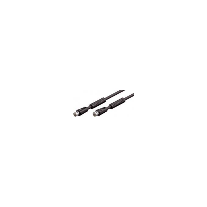 Ednet 84616 Cavo Coassiale Antenna TV Maschio Femmina RG59 75 ohm Doppia Schermatura 3,5 m con Filtri Ferrite colore Nero