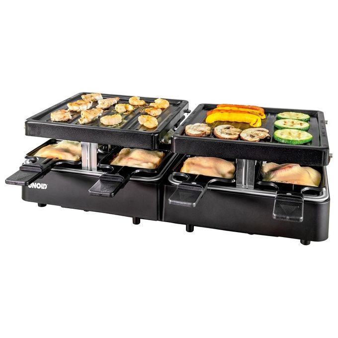 Unold 48755 Griglia per Raclette 8 persone 1300 W Piastre Antiaderenti in Ghisa colore Nero