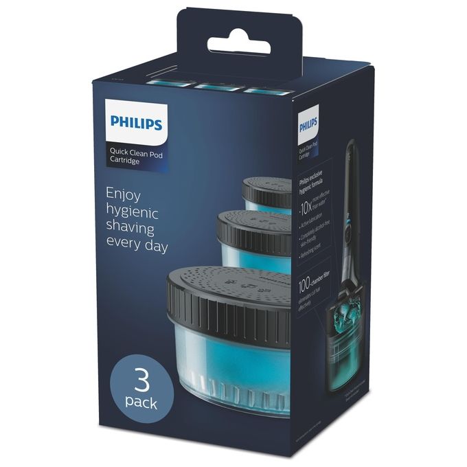 Philips CC13-50 Cartucce di Pulizia Rapida per Rasoio Elettrico Confezione 3 Pezzi durata 9 mesi