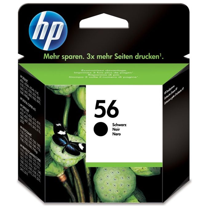 HP 56 C6656AE Cartuccia Originale per Stampanti a Getto di Inchiostro, Compatibile con Deskjet 5550, Photosmart 7350, 7150, 7345, Officejet 6110, 5110, Nero