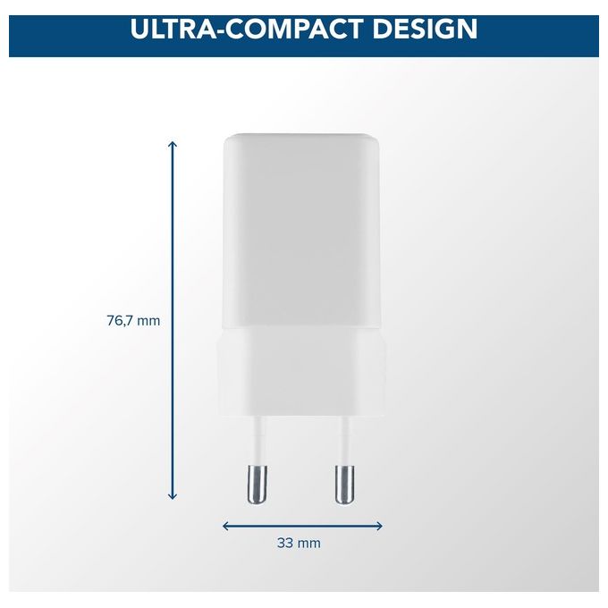Cellularline ACHKITC2CGAN30TABW Multipower 30W Kit Caricabatterie da Rete con Tecnologia GaN 30W USB-C e 18W USB-A con Cavo USB-C to USB-C 100 cm colore Bianco