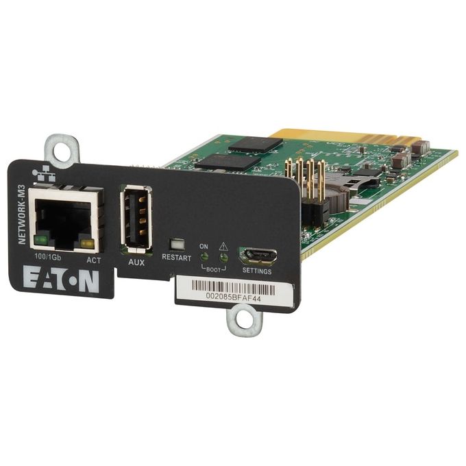Eaton NETWORK-M3 Scheda di rete e adattatore interno Ethernet 1000 Mbit-s Tecnologia Cablato Interfaccia MiniSlot Gigabit Ethernet colore Nero