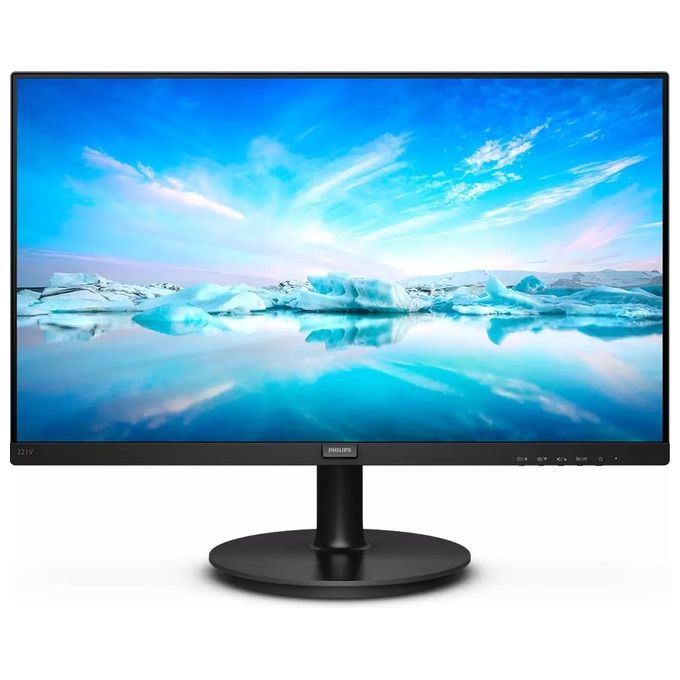 Philips Monitor 221V8A da 22'', Adaptive Sync 75 Hz, VA, Full HD, 4 ms, HDMI, VGA, Casse Audio Integrate, Attacco VESA, Nero