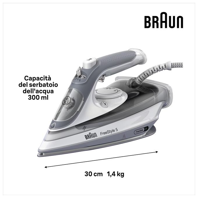 Braun 0127406003 TexStyle 5 Ferro a vapore 2800 W Piastra EloxalPlus Vapore 50 g-min Serbatoio 0,3 L colore Grigio