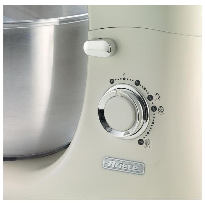 Ariete 1588 Vintage Impastatrice Planetaria Capacita' 5,5 Litri Potenza 2400W 7 velocita' Beige-Bianco