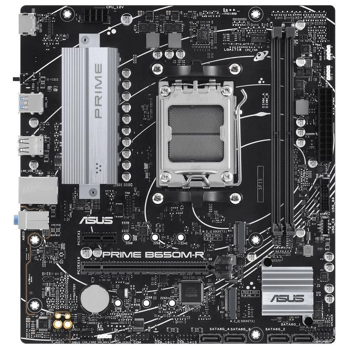 ASUS 90MB1H30-M0EAY0 PRIME B650M-R Scheda Madre Micro ATX Socket AM5 DDR5 2 Slot M.2 PCIe 4.0 Ethernet 2.5Gb USB 3.2 Gen1 HDMI Audio 7.1 canali colore Nero