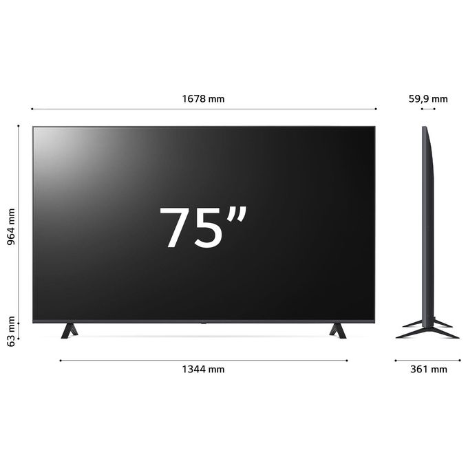 LG 75UR78006LK Serie UR78 Smart TV 75'' 4K Ultra HD LED WebOS 23 HDR10 3 HDMI Wi-Fi Game Optimizer colore Nero